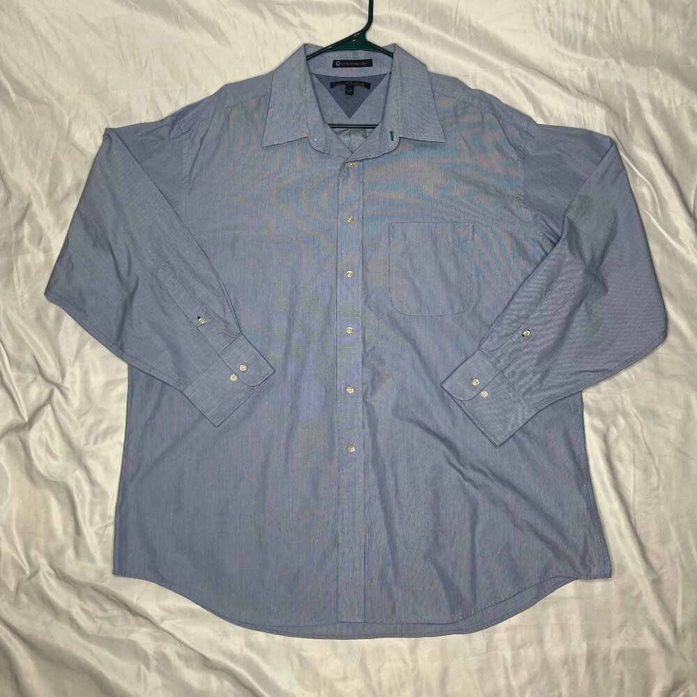 Tommy Hilfinger Men's Dress Shirt XXL Blue Button Up-2XL TLC The Lifetime Collar